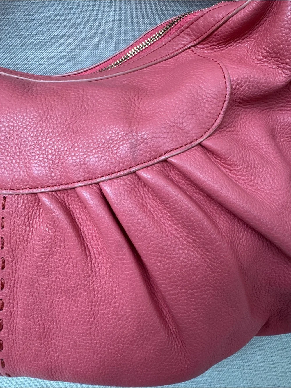 Cole Haan Coral Pink Pebbled Leather Hobo Bag
